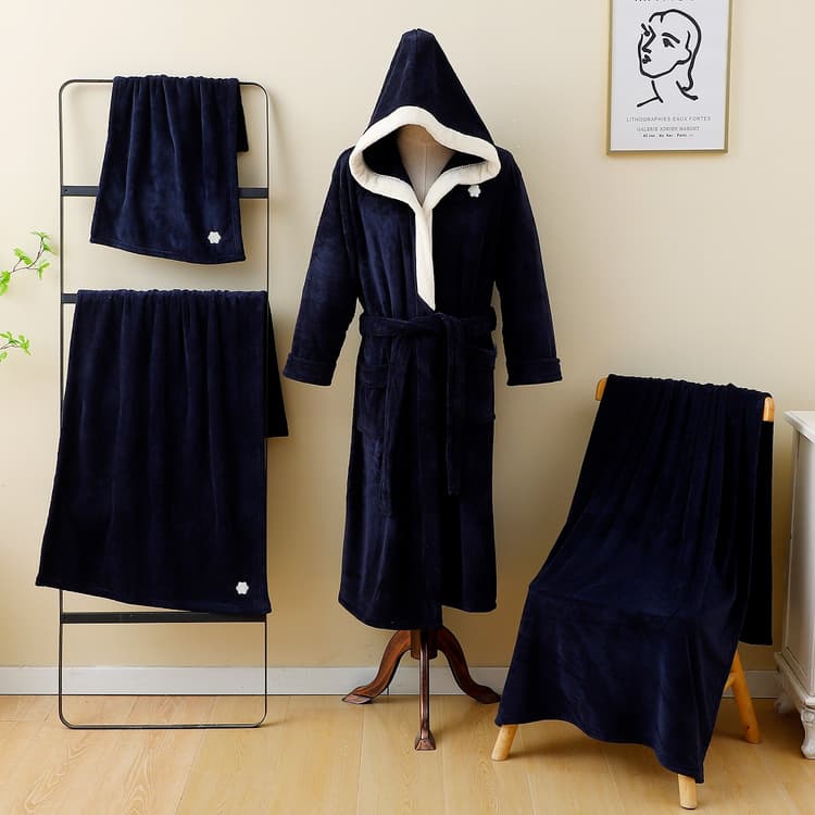 سيت روب انيق بكلاو 4 قطع - ازرق داكن