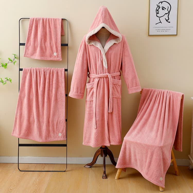 سيت روب انيق بكلاو 4 قطع - وردي